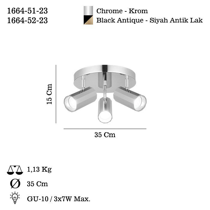 Opviq Candelabro de Metal Cromado con 3 Enchufes GU 10